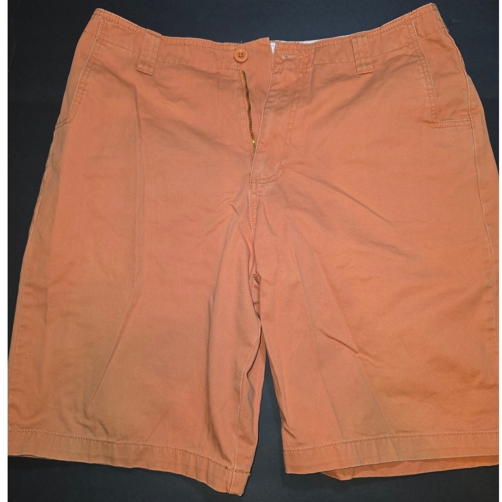 Blue Crown Chino Shorts‎ Mens 34 Orange Cotton Twill Flat Front Summer